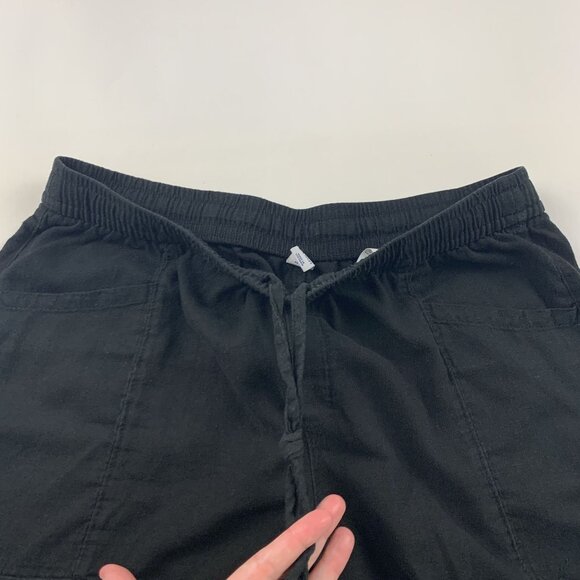 Old Navy Black Linen Blend High Rise Pull On Shorts M - Picture 2 of 5